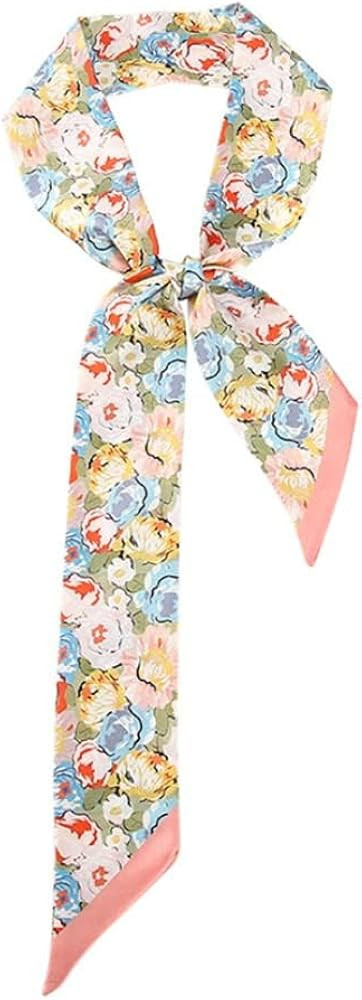 JERLA 100% Mulberry silk Scarf Bag scarf Head Hair Ribbon Handbag Handle wrap Tie Bundle Scarf Ne... | Amazon (US)