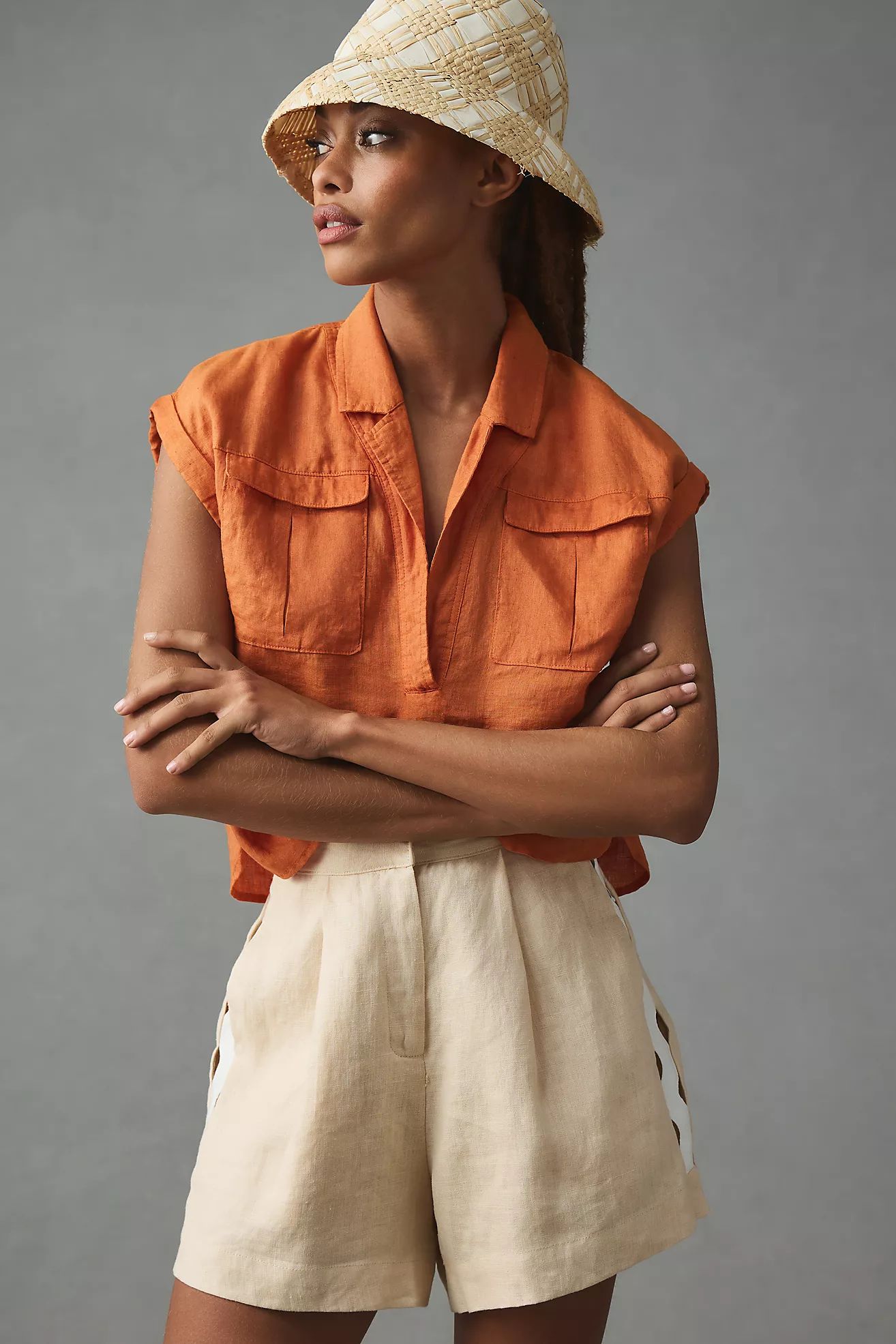 By Anthropologie Linen Utility Shirt | Anthropologie (US)