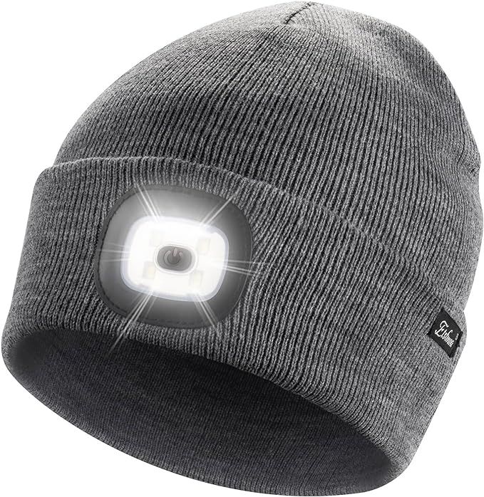 Etsfmoa Unisex Beanie with The Light Gifts for Men Dad Father USB Rechargeable Caps | Amazon (US)