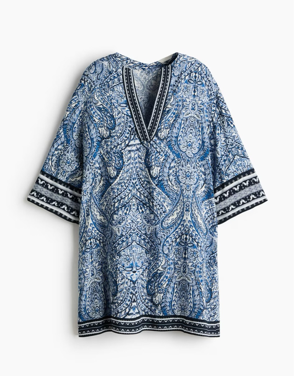 Blue patterned tunic dress 

#LTKSeasonal