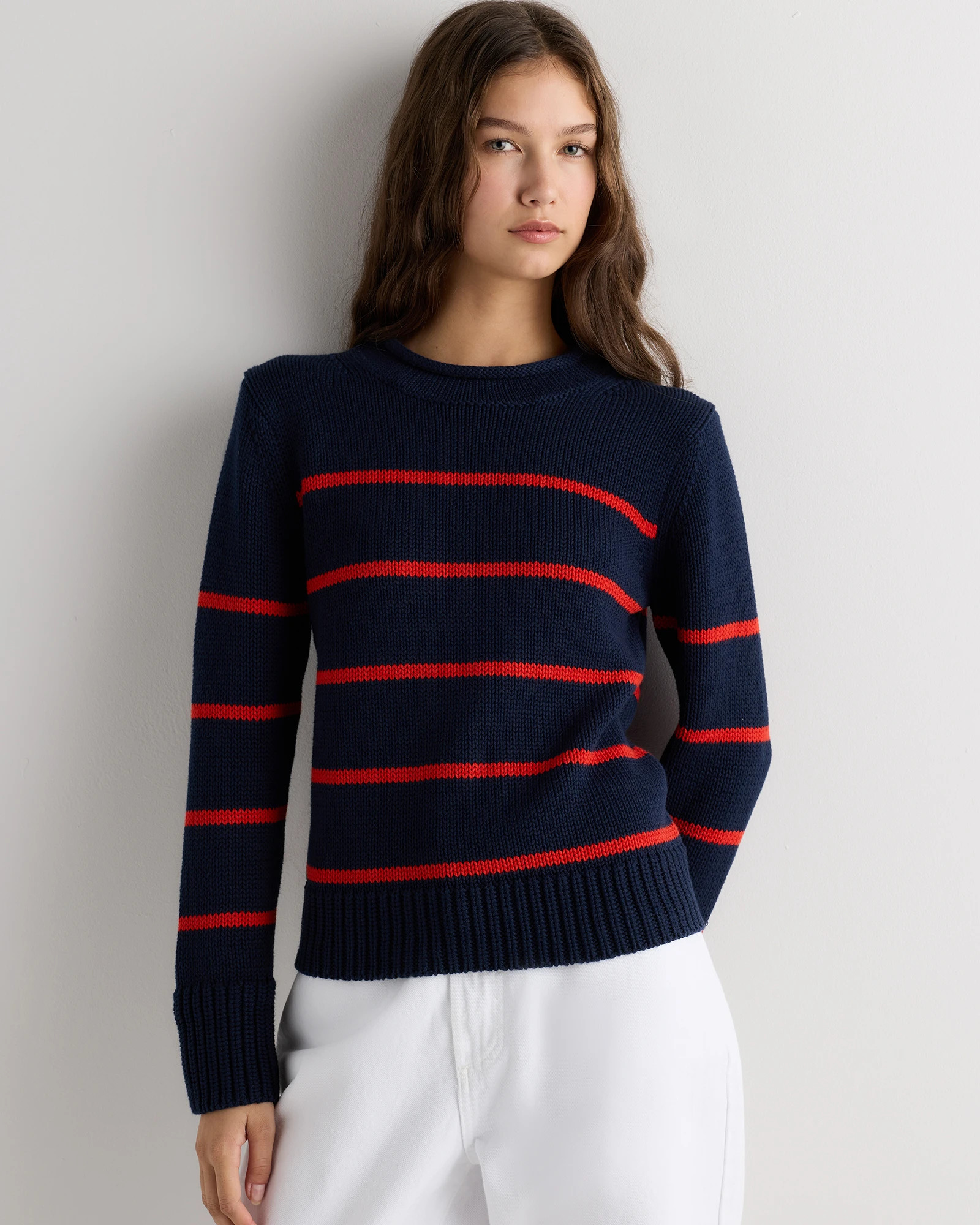 Quince | Women's Roll Neck Sweater in Navy, Size Medium, Organic Cotton | Quince