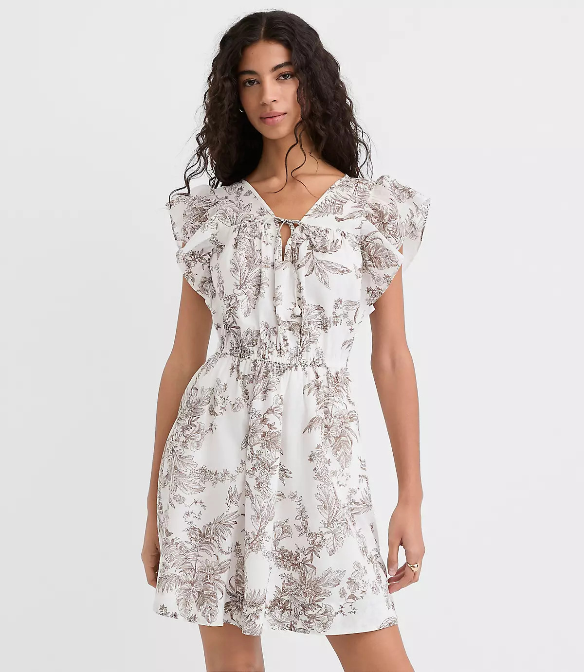Floral Toile Flutter Mini Pocket Dress | LOFT