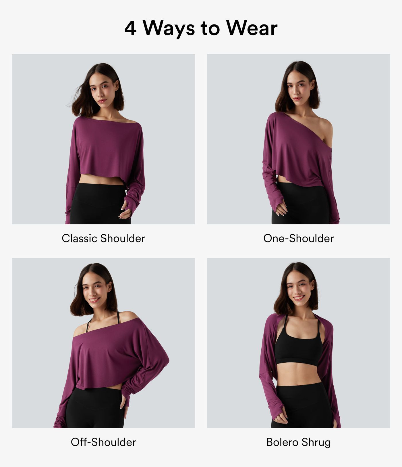 Women’s Long Sleeve Thumb Hole Cropped Workout Sports Top - Halara | HALARA