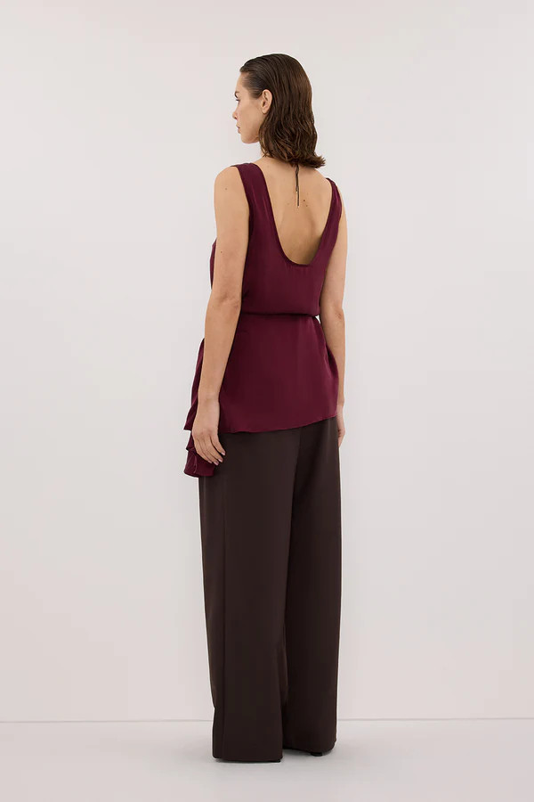 LETTIE MERLOT SILK CAMI TOP | DISSH