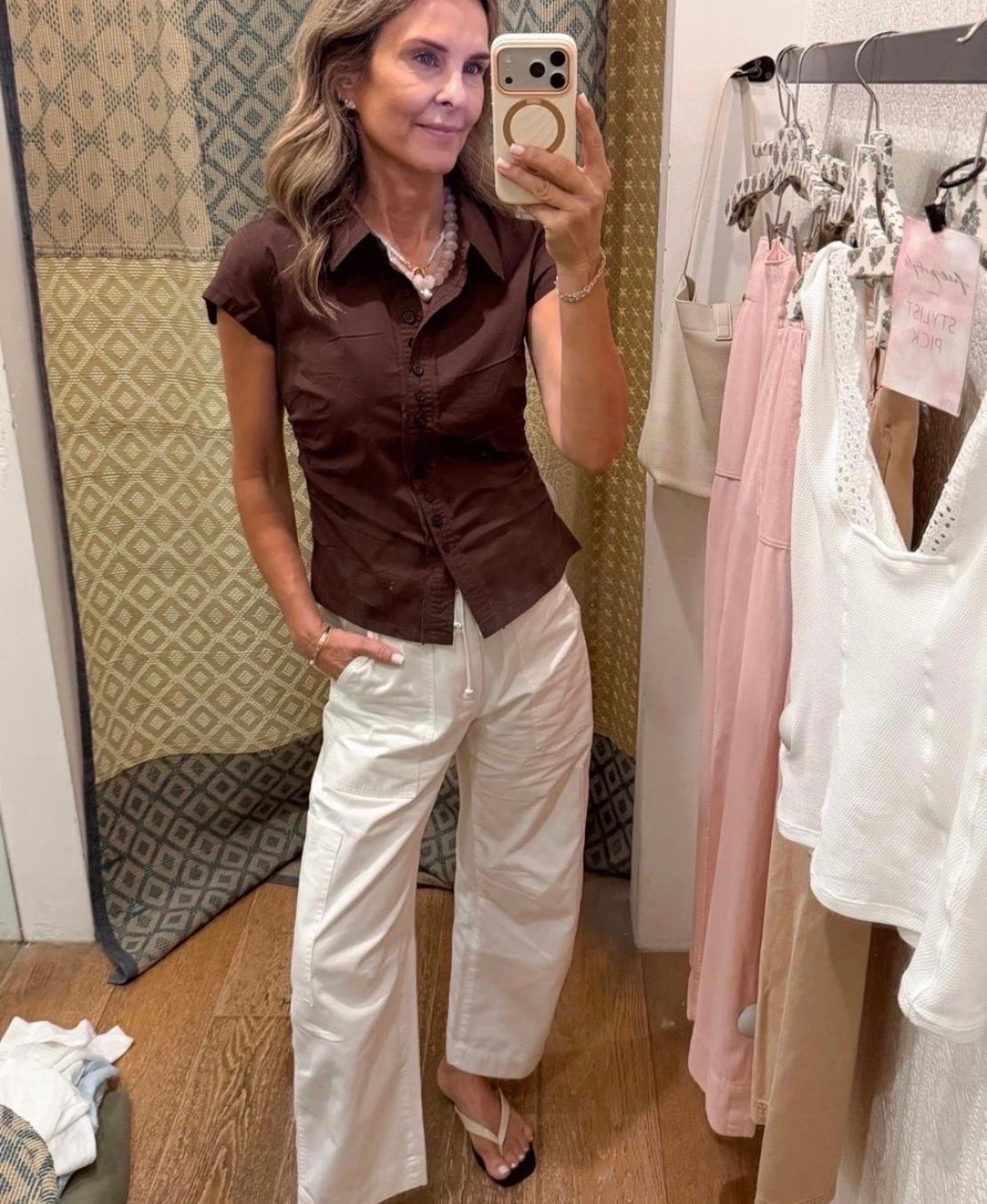 Pistola code Tammy15 I’m 5’6”, pants TTS, wearing a size up but cinching the waist. My size was sold out. 

Cotton Top sz S, size up. 

Amazon slides TTS

#LTKootd #LTKOver40 #LTKSeasonal