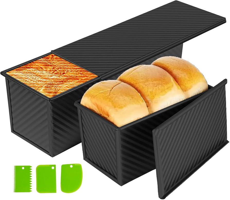Upgraded Black Pullman Loaf Pan with Lid, 13 Inch Pullman Bread Pan with Cover, 2.2LB & 1LB Dough... | Amazon (US)
