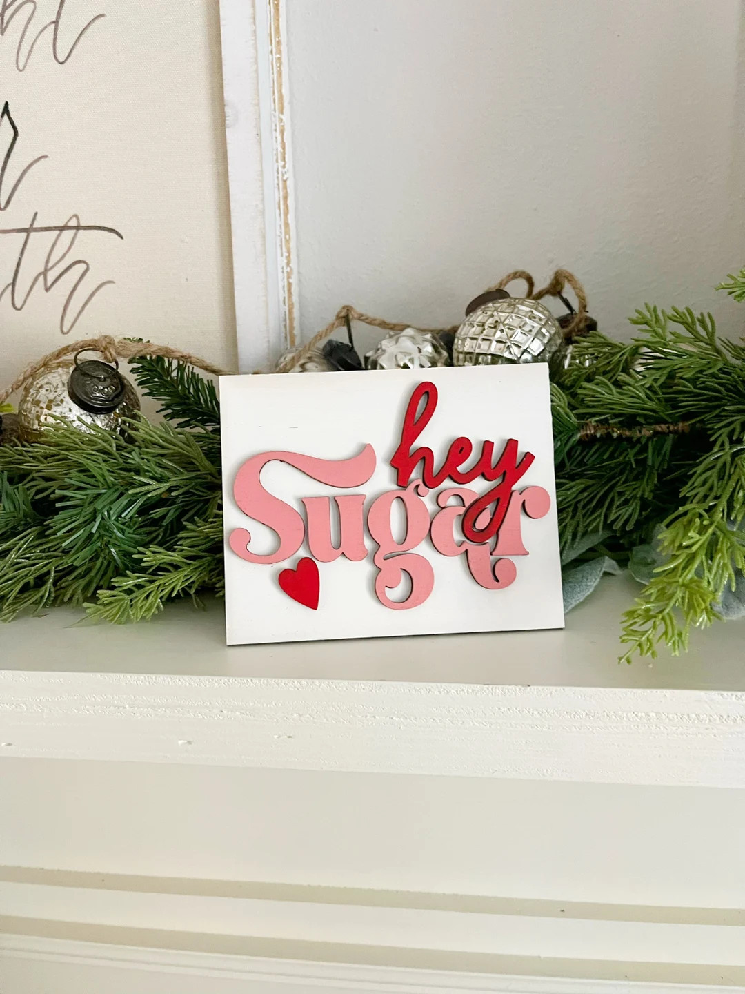 Hey sugar sign, tiered tray decor, Valentine’s Day decor, hugs and kisses sign | Etsy (US)