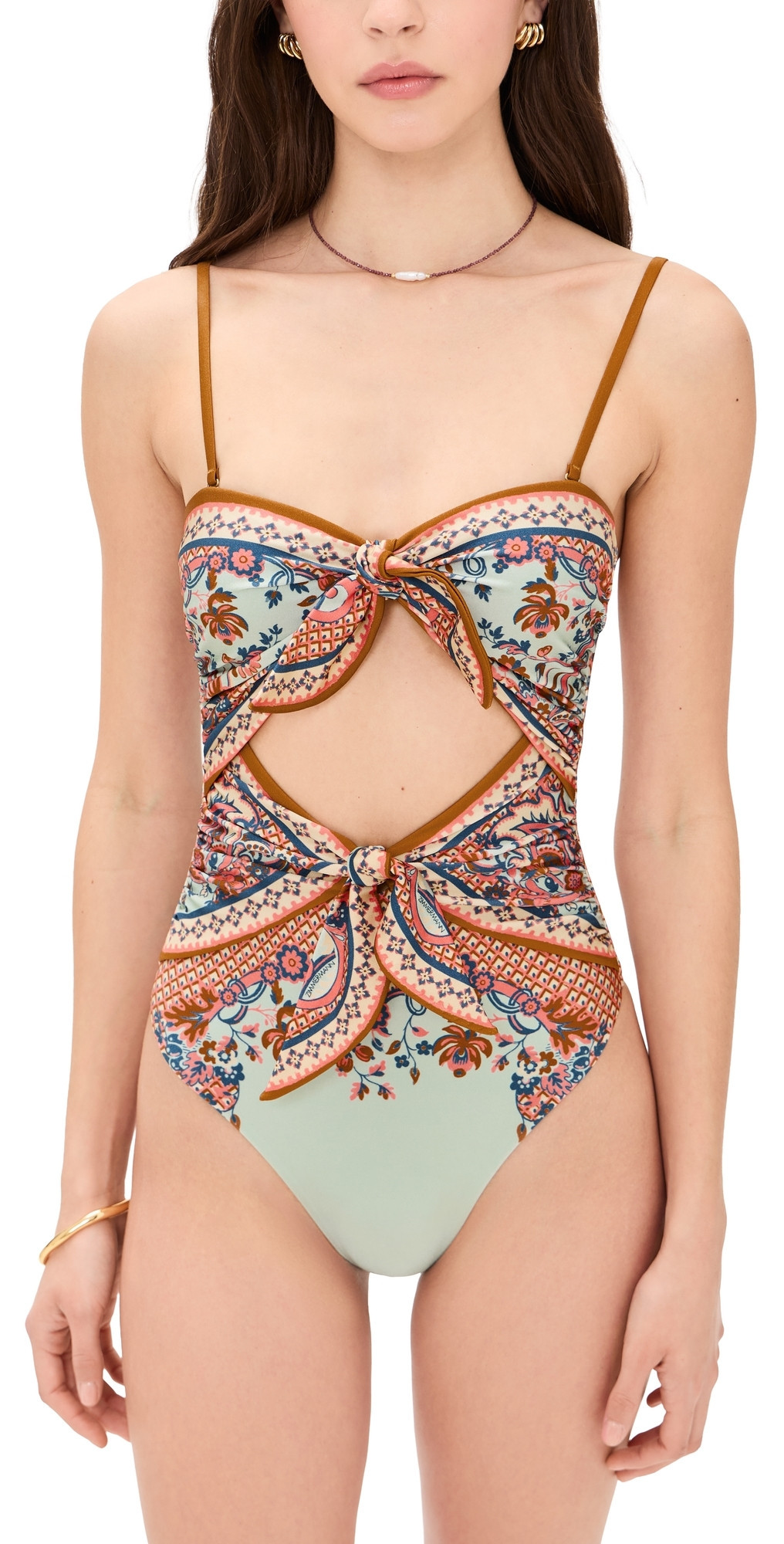 Zimmermann Aster Scarf Tie One Piece Blue Paisley Floral 2 | Shopbop