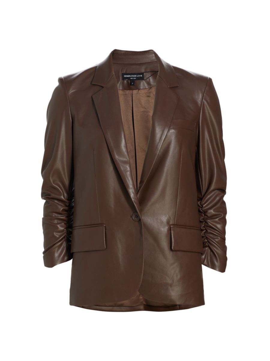 Millie Ruched Vegan Leather Blazer | Saks Fifth Avenue