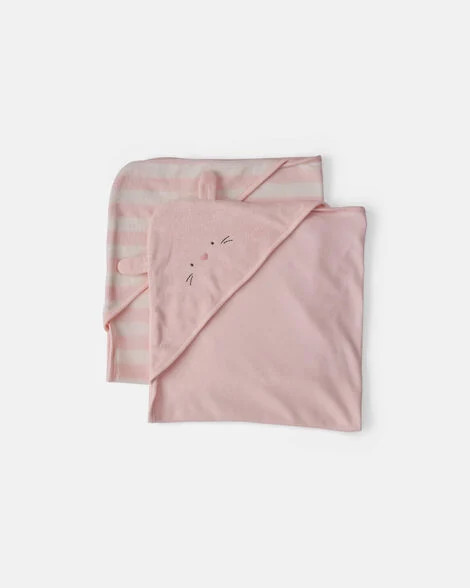 Baby Girl 2-Pack Bunny Terry Towels - Pink | Carter's | Carter's Inc