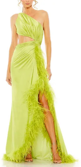 Mac Duggal One Shoulder Key Hold Detail With Feather Lining | Nordstrom | Nordstrom