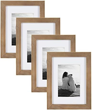 DesignOvation Gallery 5x7 matted to 3.5x5 Wood Picture Frame, Set of 4, Rustic Brown, 4 Count | Amazon (US)