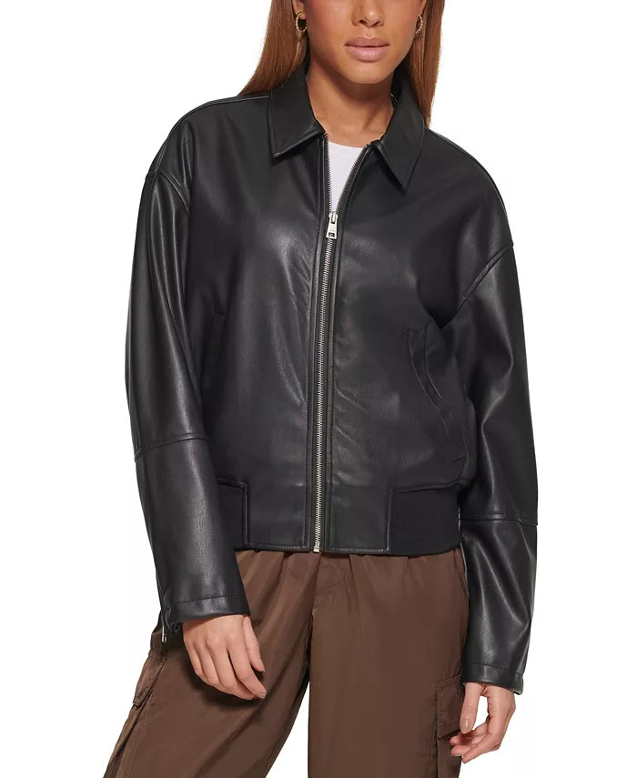 Women's Faux Leather Lightweight Bomber Jacket | Macys (US)