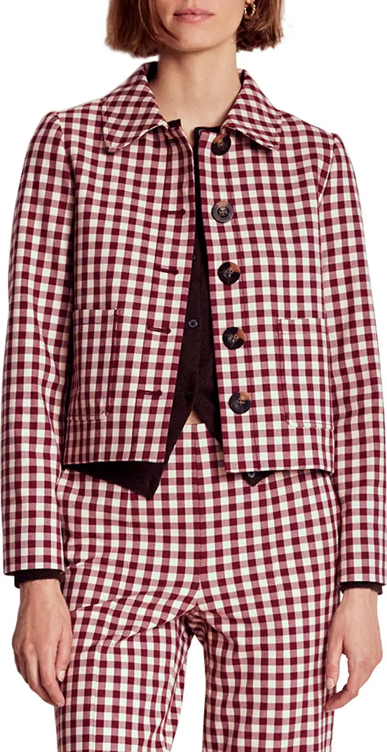 Boden Knightsbridge Cotton Blend Gingham Jacket | Nordstrom | Nordstrom