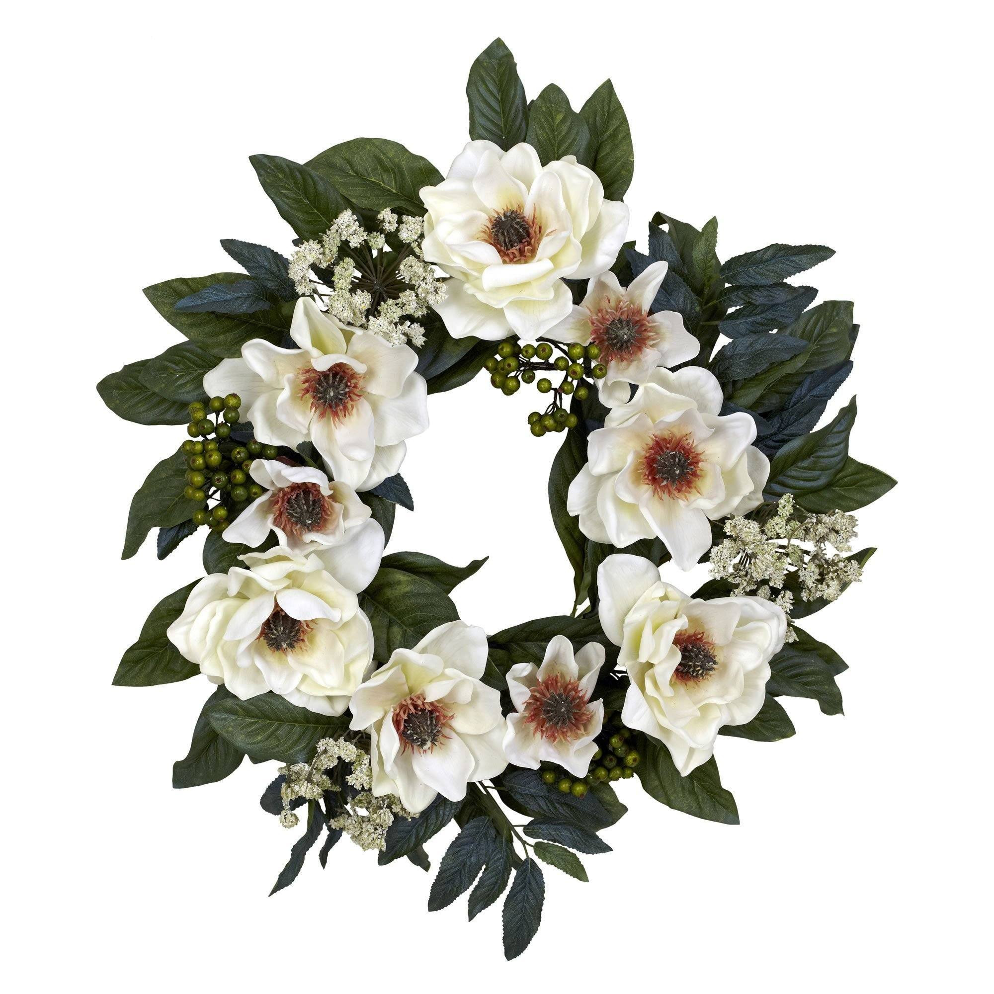 22" Magnolia Wreath | Nearly Natural" | Nearly Natural