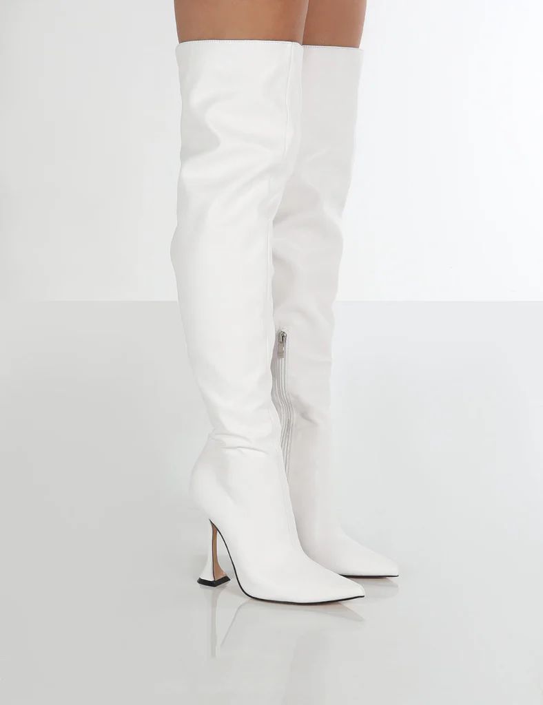 Indica White PU Over The Knee Boots | Public Desire (US & CA)