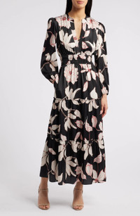 Click for more info about Floral Long Sleeve Split Neck Dress