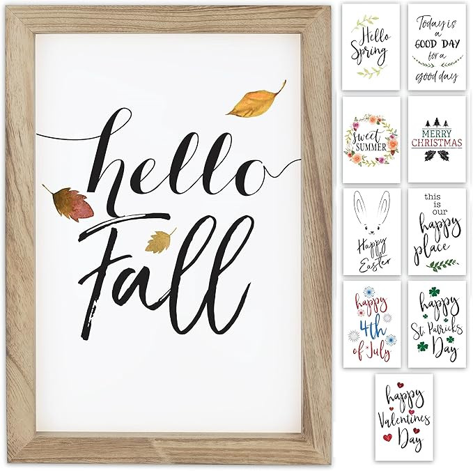 Farmhouse Wall Decor Signs With 10 Interchangeable Sayings For Fall Home Decor - Easy To Hang 11x... | Amazon (US)