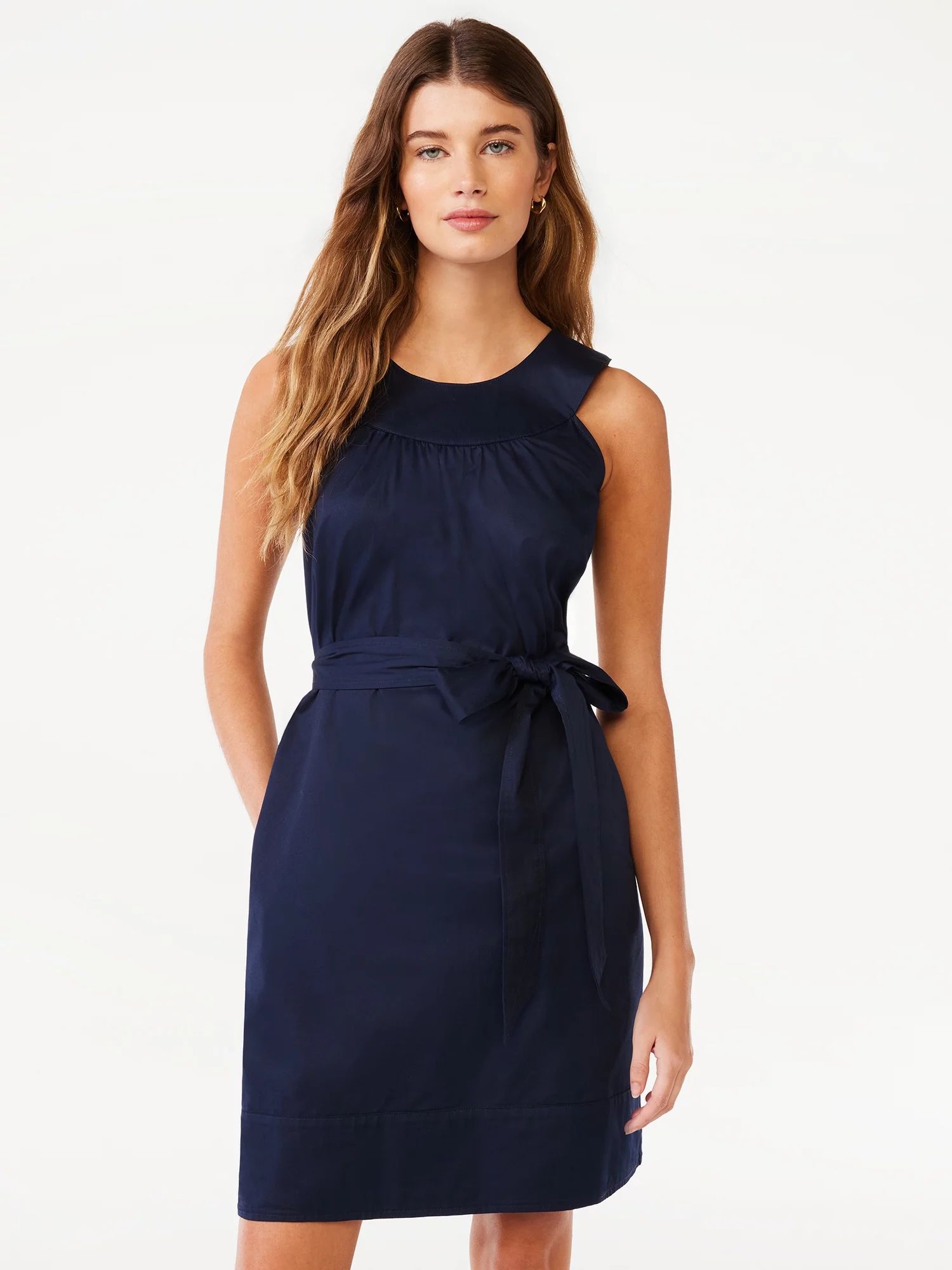 Free Assembly Women’s Sleeveless Belted Mini Shift Dress, Sizes XS-XXXL | Walmart (US)
