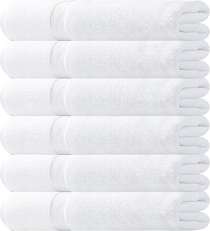 Wealuxe White Bath Towels 24x50 Inch, Cotton Towel Set for Bathroom, Hotel, Gym, Spa, Soft Extra ... | Amazon (US)