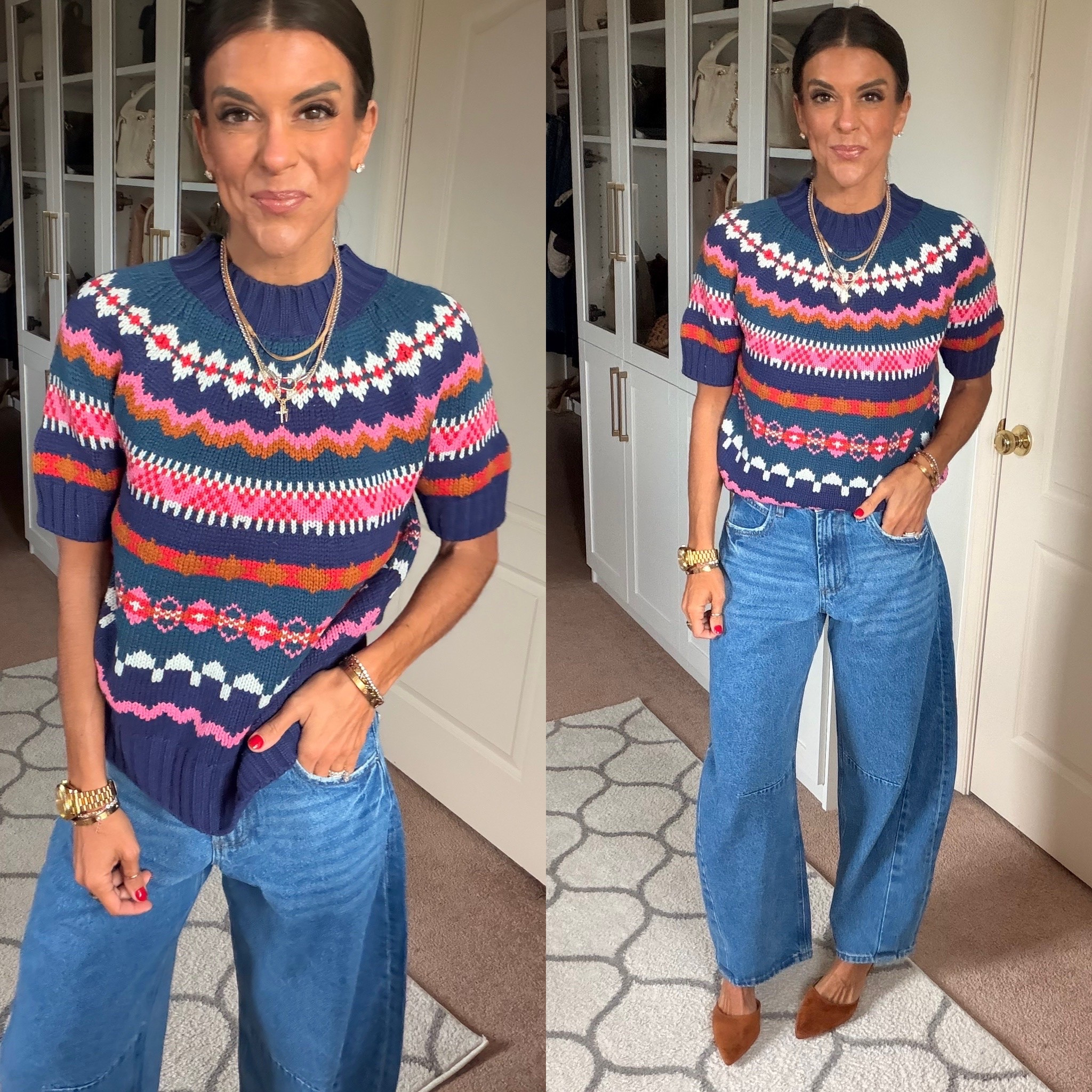I love this new Walmart sweater! Size xs 
Size 24 in jeans