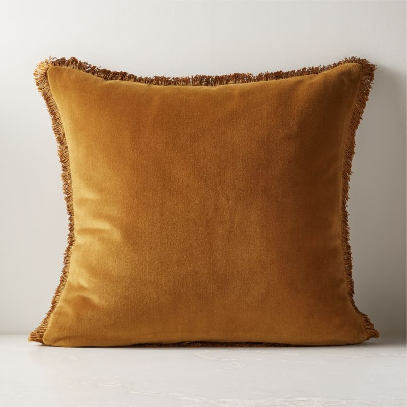 Bettie Tapenade Yellow Velvet Throw Pillow Cover 23" + Reviews | CB2 | CB2