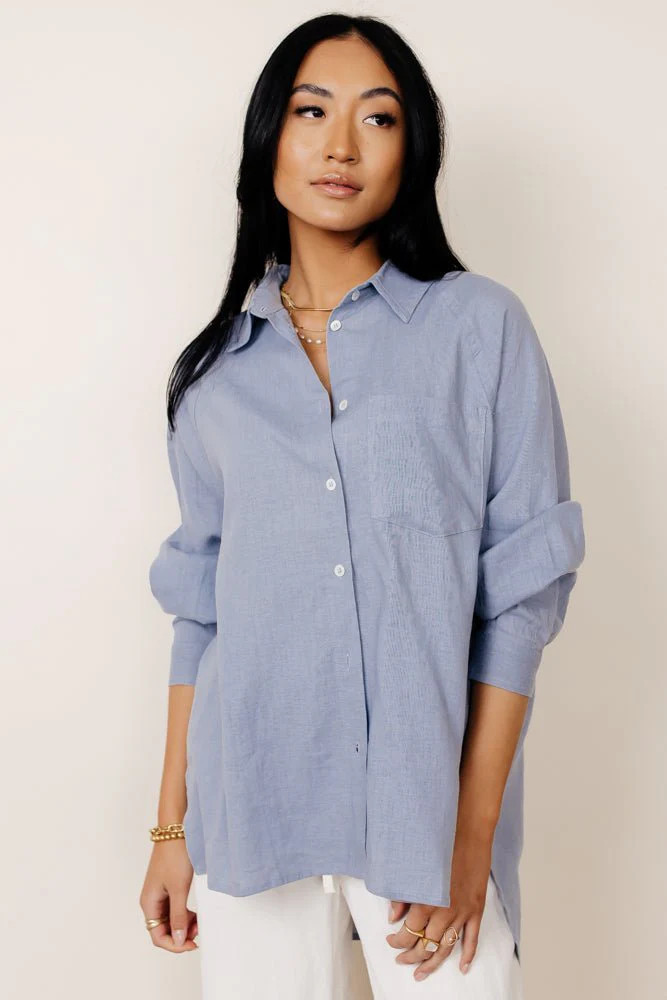 Maude Button Down Blouse in Blue - böhme | Böhme US
