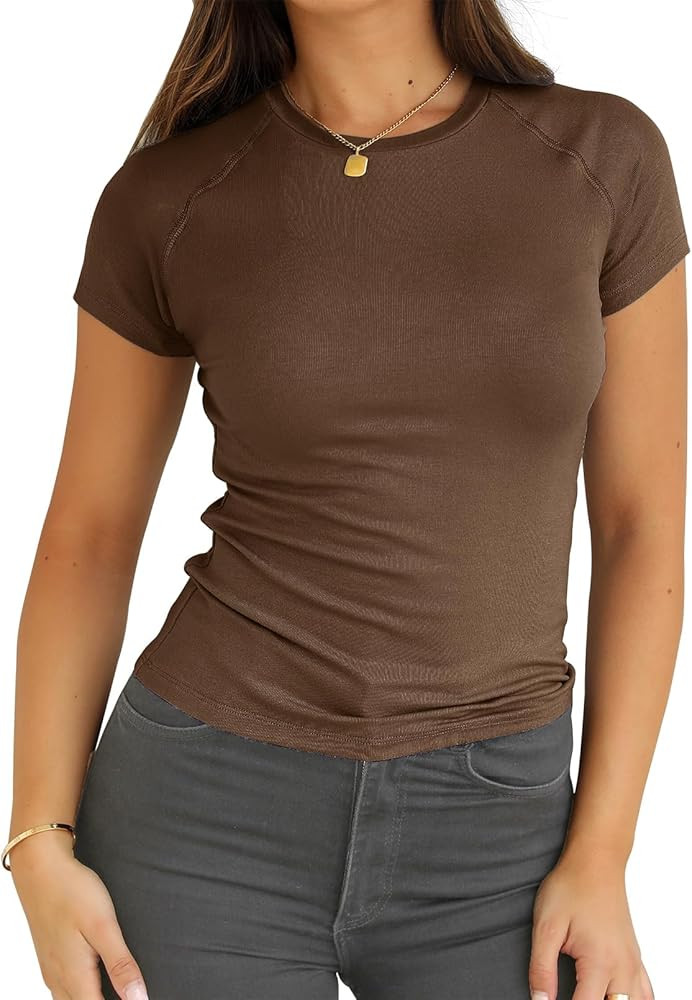 Abardsion Women Casual Raglan Sleeve Crewneck T Shirts - 2025 Summer Basic Activewear Slim Fit Go... | Amazon (US)
