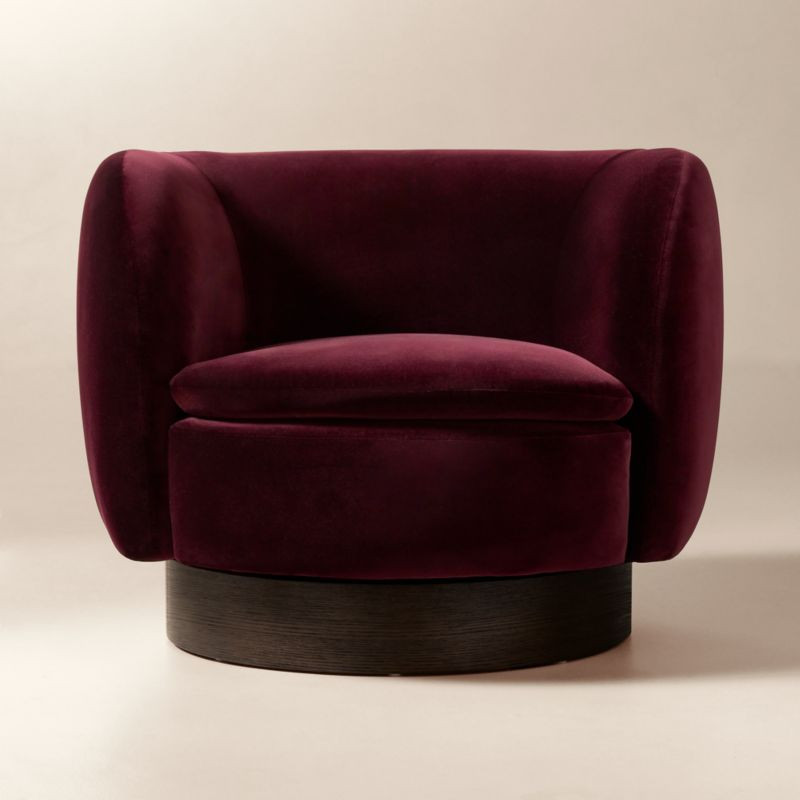 Muir Oxblood Velvet Swivel Chair + Reviews | CB2 | CB2