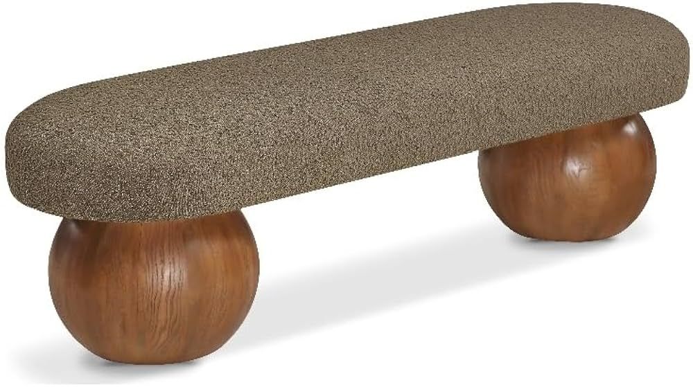 MAKLAINE Contemporary Rich Olive Green Finish Boucle Fabric Bench | Amazon (US)