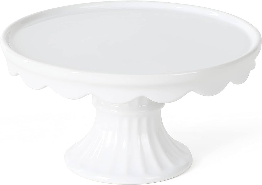 Martha Stewart Patterson 10" x 5.1" White Round Stoneware Cake Stand | Amazon (US)