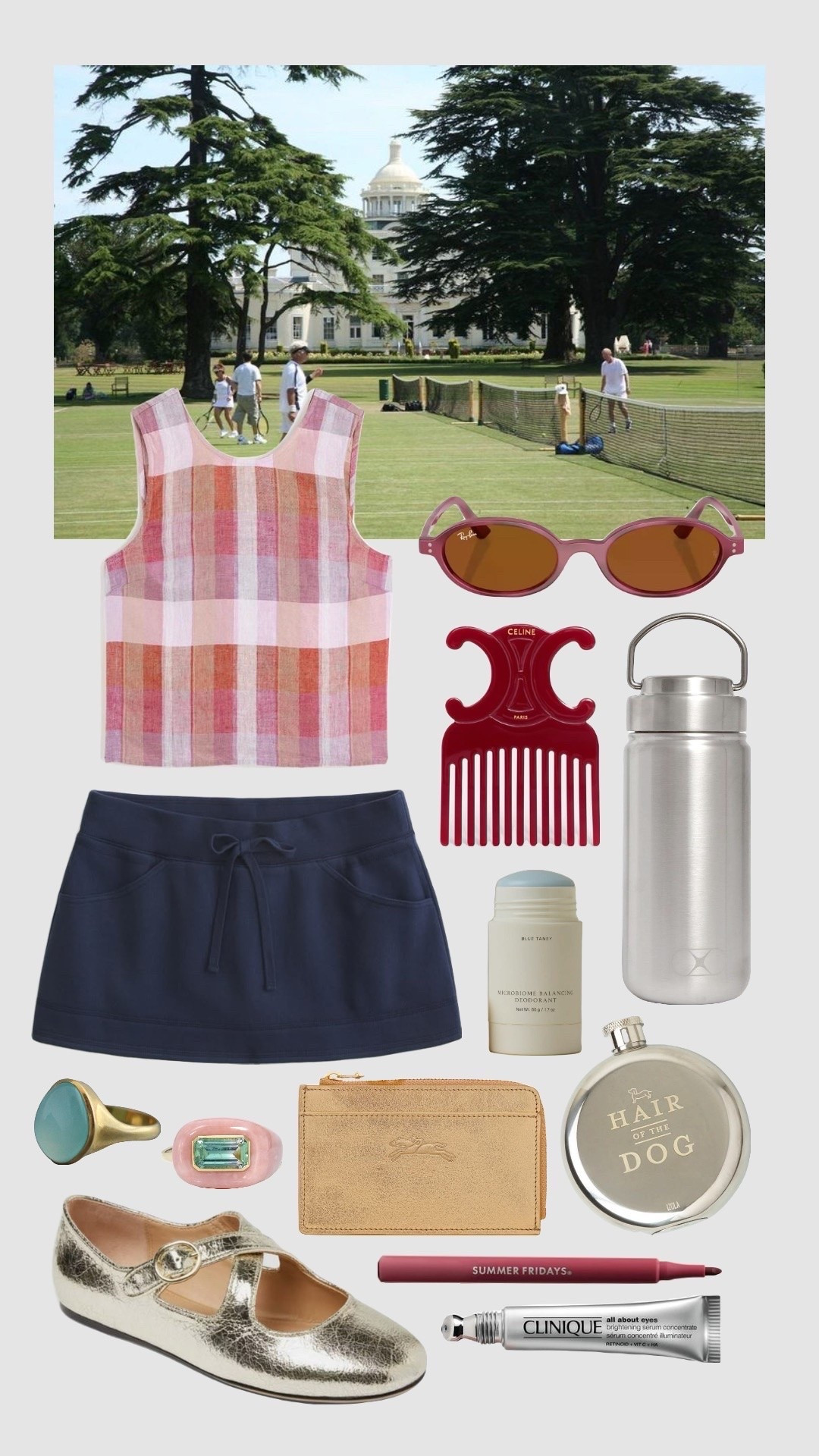 - Top is from Madewell but its no longer sold :(
- Flask: Studio Per Diem - Stainless steel hip flask hair of the dog 
- Comb: Celine Paris - Triomphe hair comb in acetate
- Pink ring: Ethose of london - Tourmaline pink opal stone inlay ring