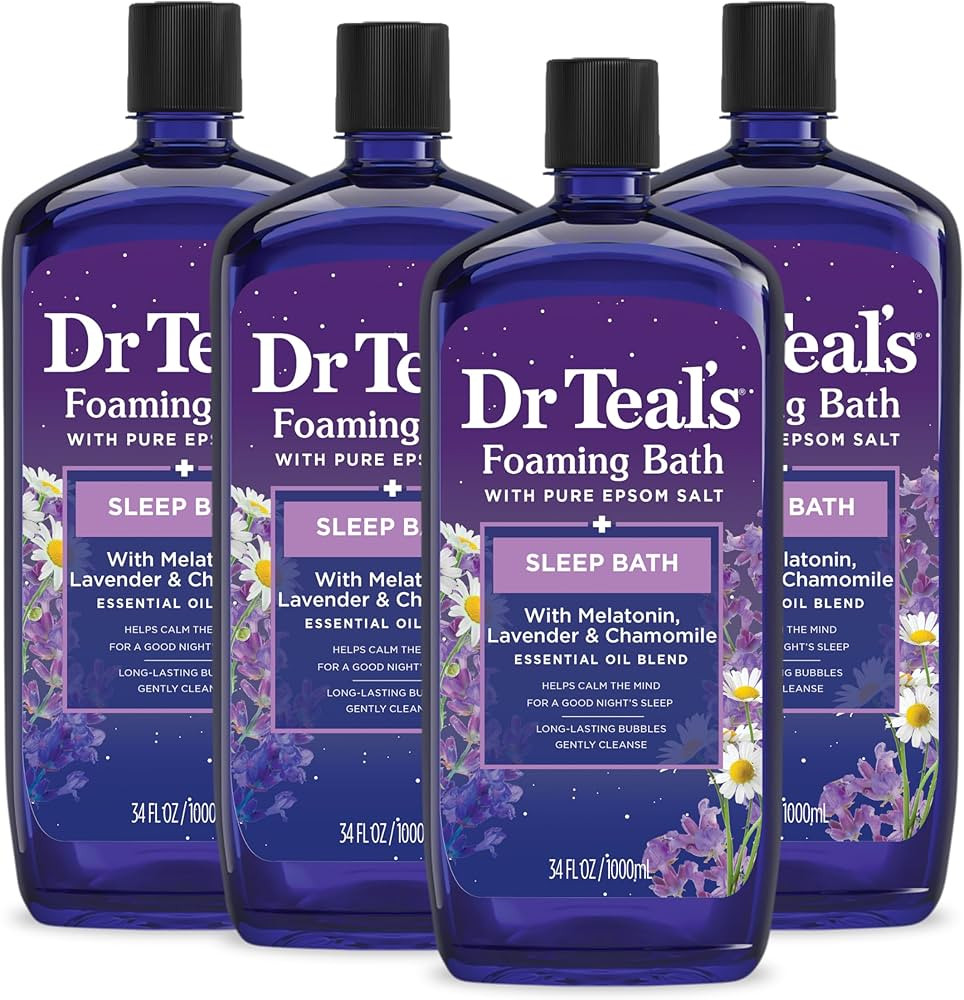 Dr Teal's Foaming Bath with Pure Epsom Salt, Melatonin Sleep Soak with Essential Oil Blend, 34 fl... | Amazon (US)