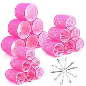 Cludoo Jumbo Hair Curlers Rollers with Clips, 28 Pcs Big Rollers for Hair Set with 3 Sizes Self G... | Amazon (US)
