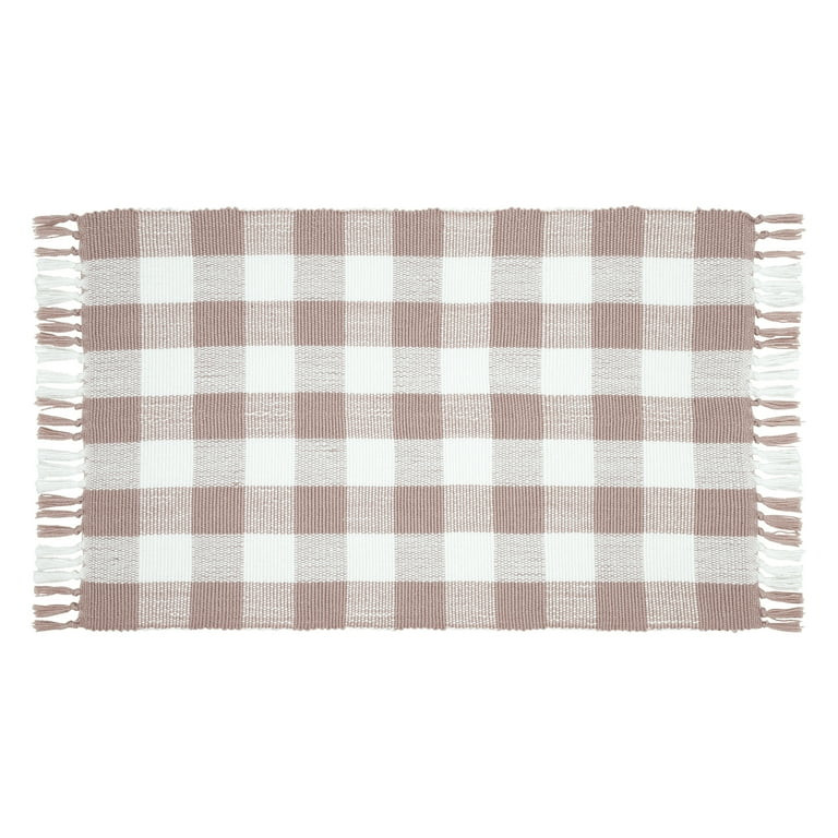 Gingham Fringe Valentine's Day Indoor/Outdoor Layering Rug, Pink and White, 24" x 38", by My Texa... | Walmart (US)