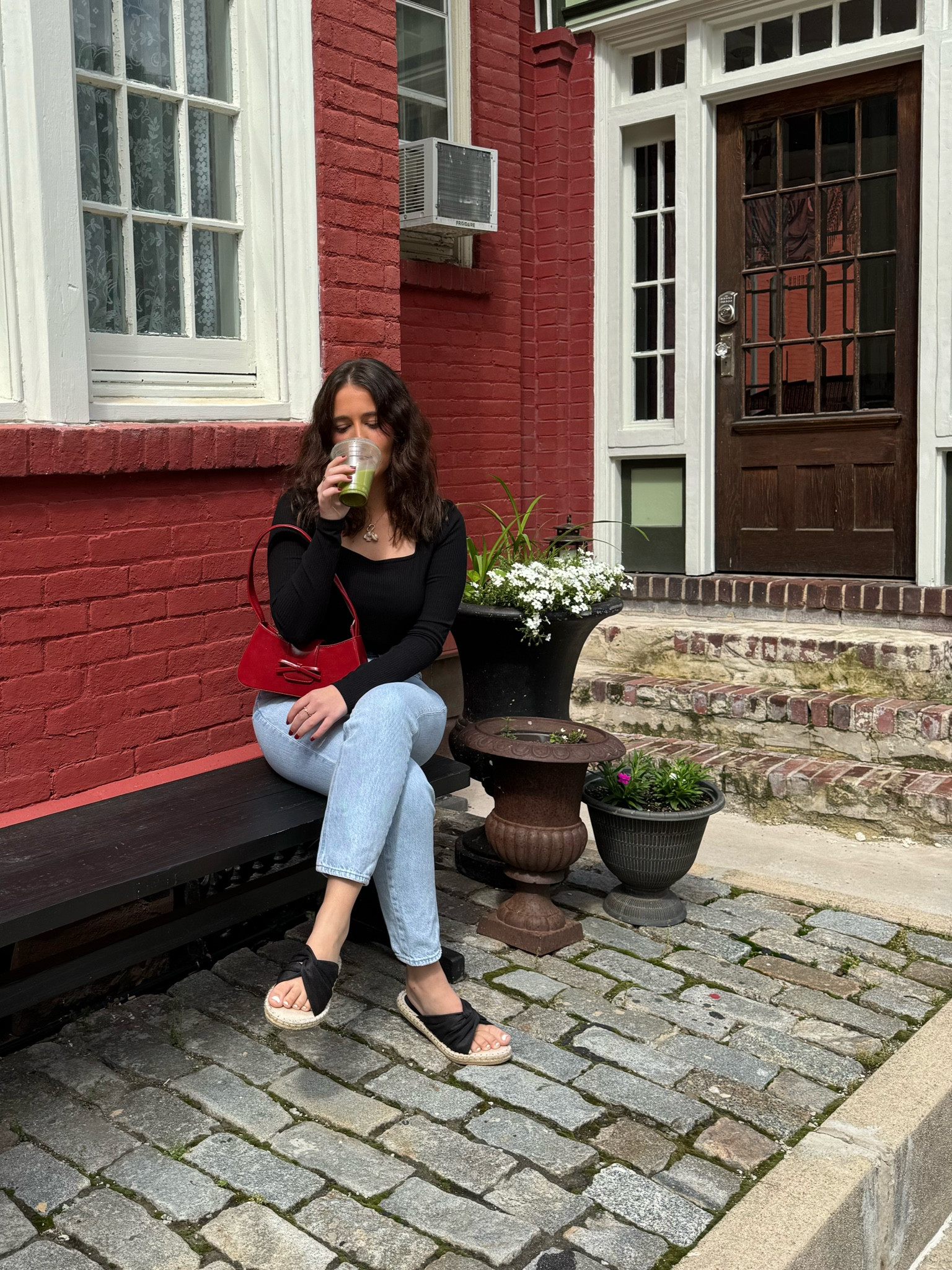 spring/summer ootd! ❣️ casual cute outfit perfect for day trips, brunch, girls day, etc. 

#red#redbag#momjeans#denim#jeans#sandals#comfy#cute#roadtrip#bodysuit#popofcolor#longsleeve#spring#summer#daytrip#travel#shop#trendy#brunch#nightout#aesthetic#sandals#blacktop#details 

#LTKTravel #LTKFindsUnder50 #LTKStyleTip