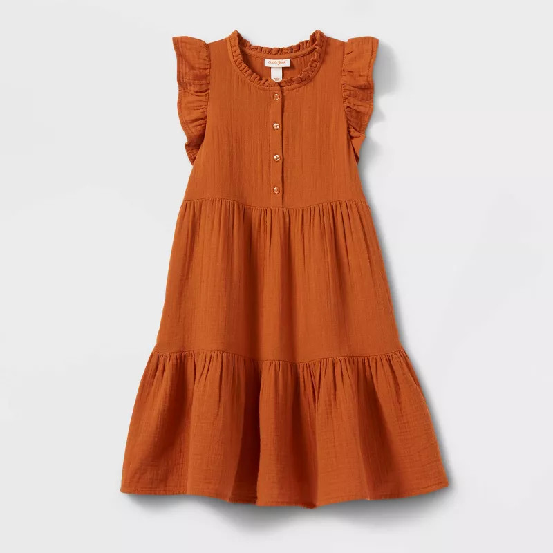 Girls' Button-Front Woven Gauze Dress - Cat & Jack™ | Target