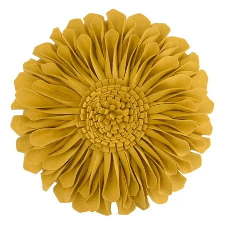 JWH 3D Handmade Aesthetic Decorative Round Sunflower Accent Throw Pillows with Insert Unique Pillow Bohemian Cushions for Bed Sofa 12 inch Yellow | Walmart (US)