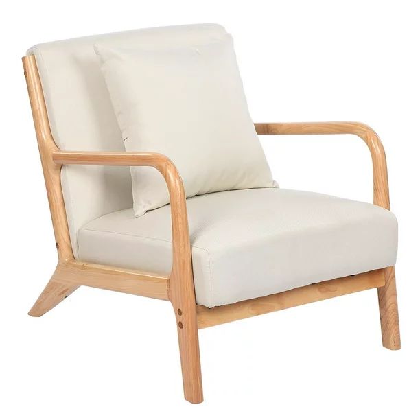 UBesGoo Modern Accent Fabric Chair Upholstered Arm Chair Beige - Walmart.com | Walmart (US)