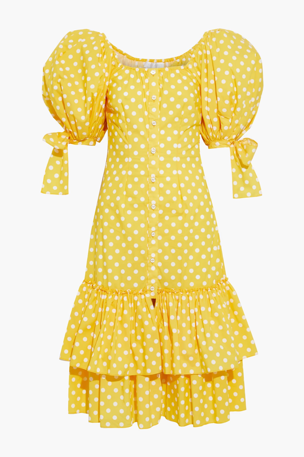Nella tiered polka-dot cotton-blend poplin midi dress | The Outnet (US and CA)