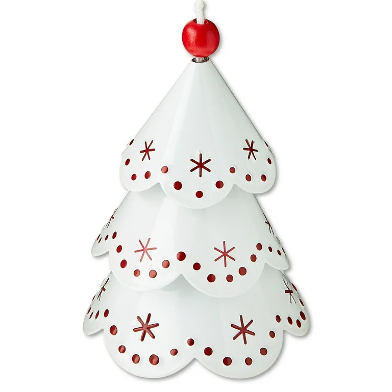 Red and White Metal Christmas Tree Dangling Ornament, by Holiday Time | Walmart (US)