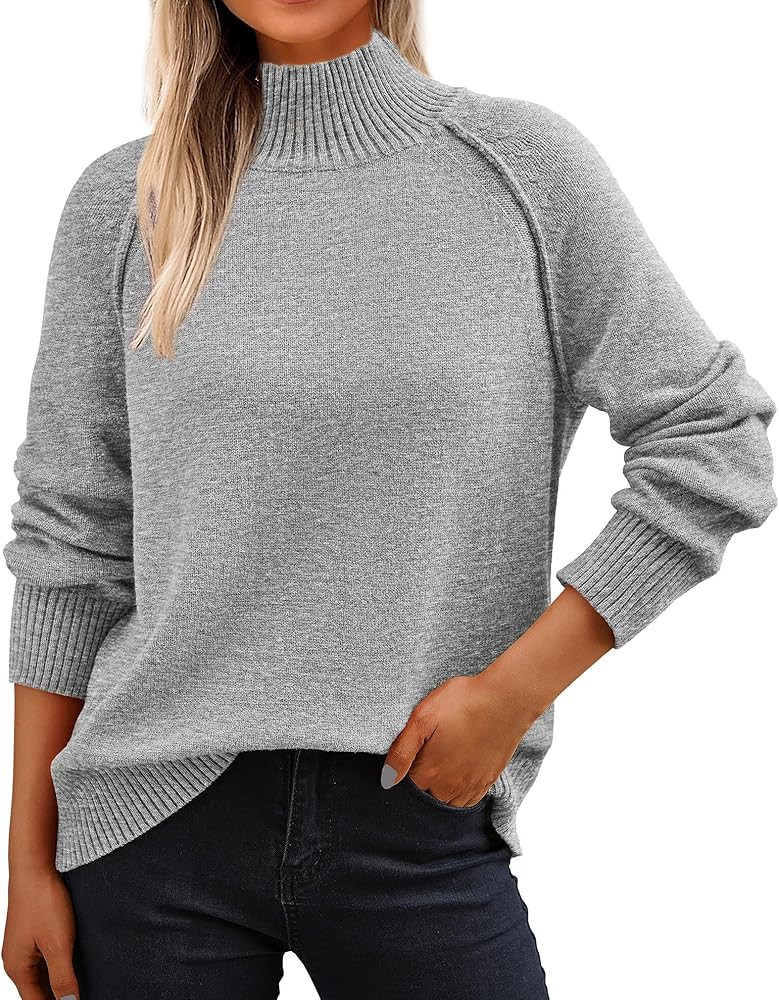 KIRUNDO Womens Fall Sweaters 2025 Trendy Turtleneck Long Sleeve Ribbed Knit Chunky Casual Loose P... | Amazon (US)