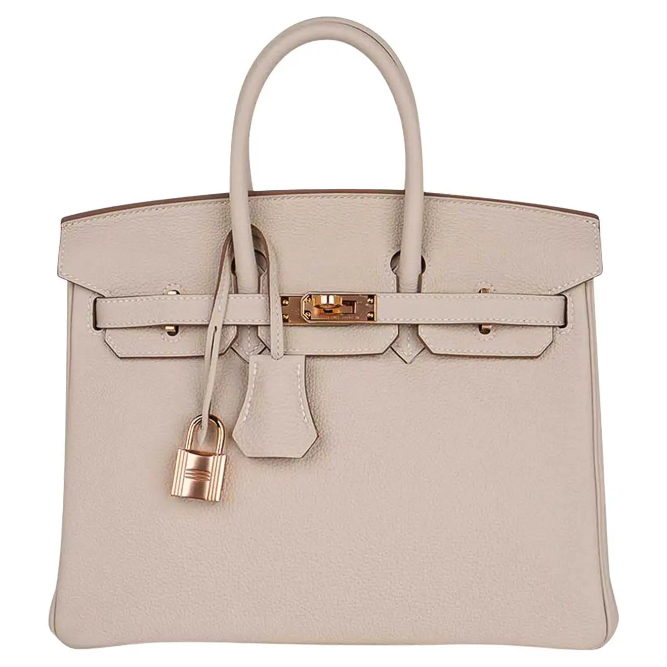 Hermes Birkin 25 Craie Rose Gold Hardware Togo Leather | 1stDibs