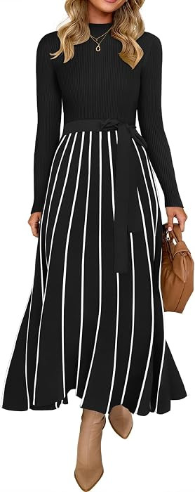 ZESICA Sweater Dresses for Women Fall Long Sleeve Maxi Dress | Amazon (US)