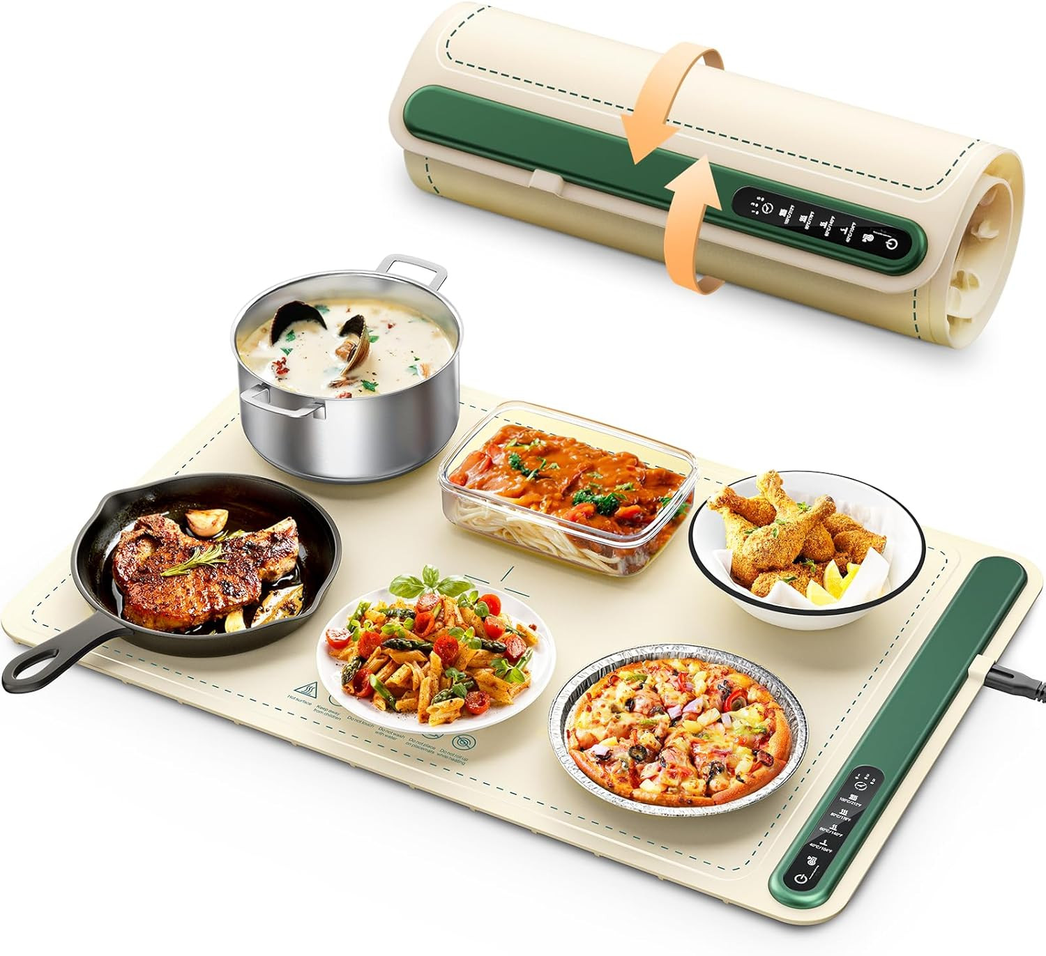 Electric Warming Tray - Silicone Heating Mat for Food with 4 Level Temperature, Raised Feet Prote... | Amazon (US)