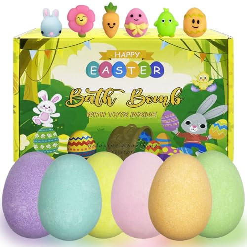 Muyiz 6 Pack Easter Bath Bombs with Easter Squishy Toys Inside for Kids Girls Boys Easter Basket Stuffers Gifts | Amazon (US)