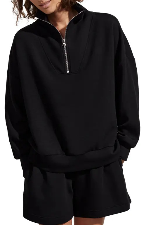 Varley Hawley Half-Zip Sweatshirt in Black at Nordstrom, Size Small | Nordstrom