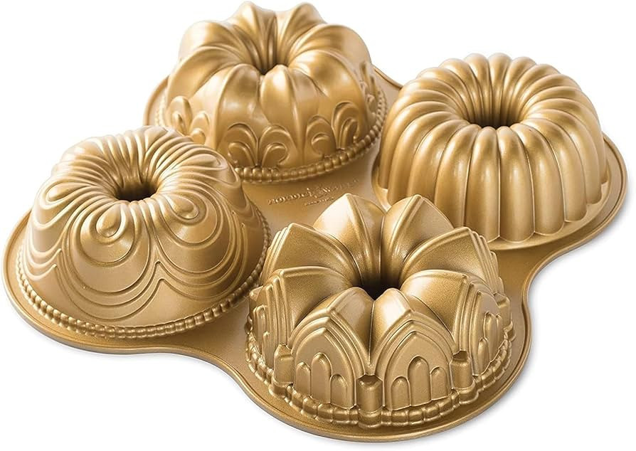 Nordic Ware 91377 Nordicware 9 Cup Bundt Quartet Pan, Gold | Amazon (US)