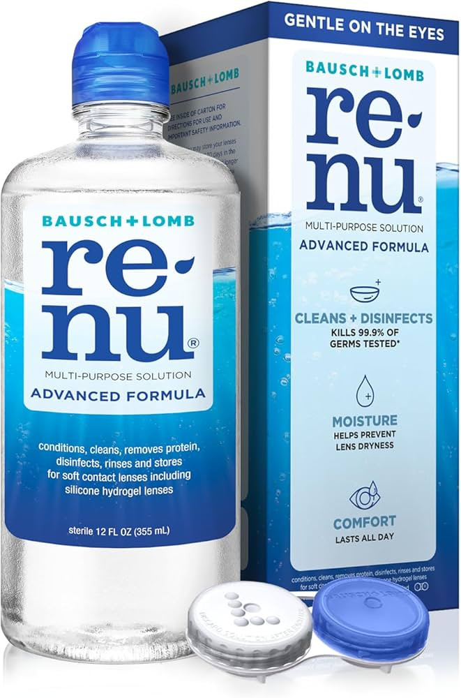 Renu Contact Lens Solution Multipurpose Disinfectant, Advanced Formula Lens Cleaner, Cleans & Moi... | Amazon (US)