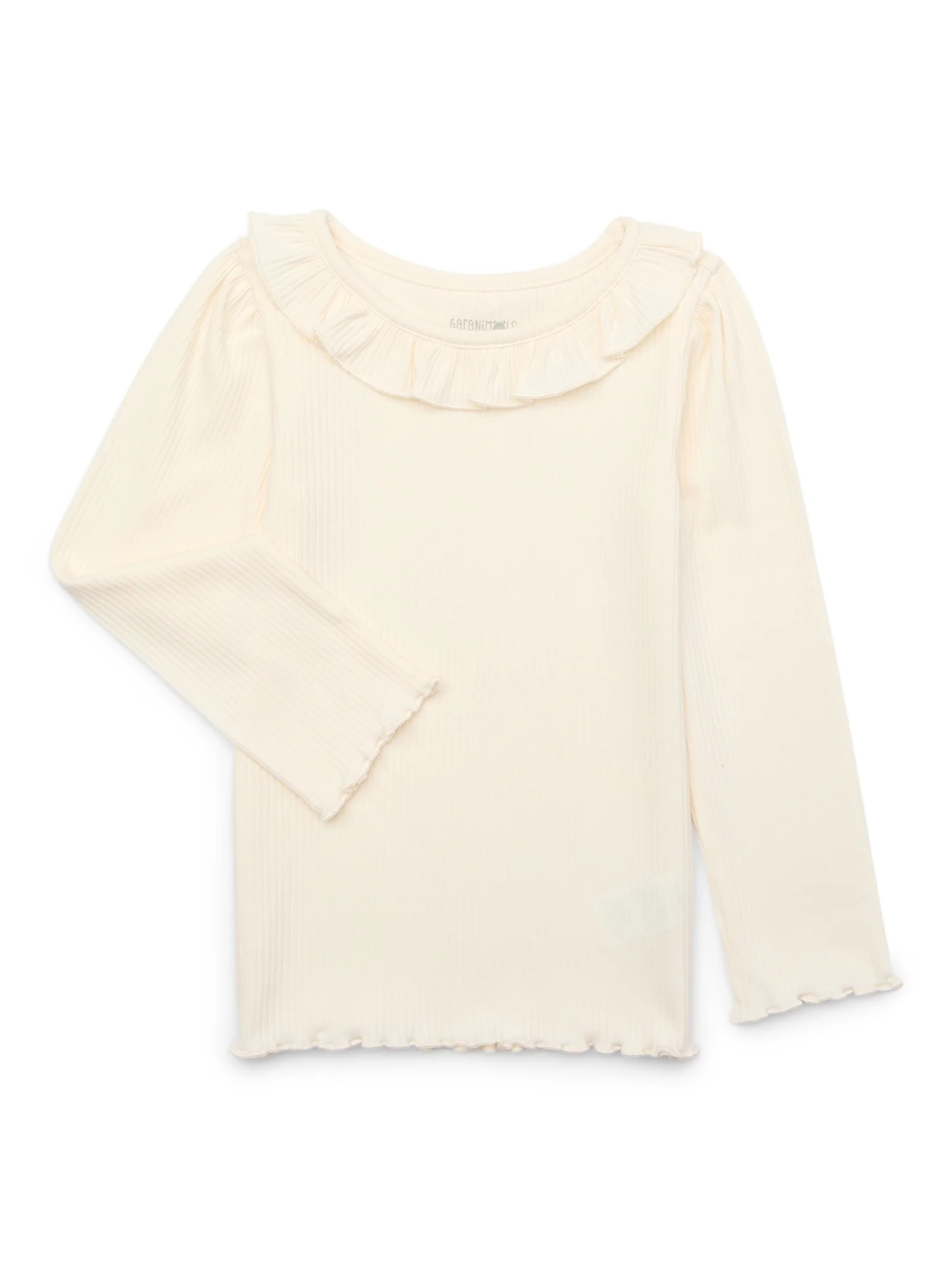 Garanimals Toddler Girls’ Ribbed Ruffle Neck Top with Long Sleeves, Sizes 18M-5T | Walmart (US)